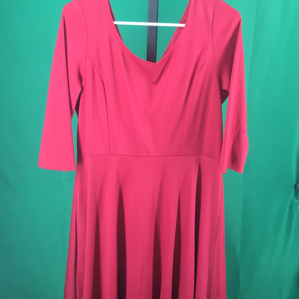 Red knit high low dress